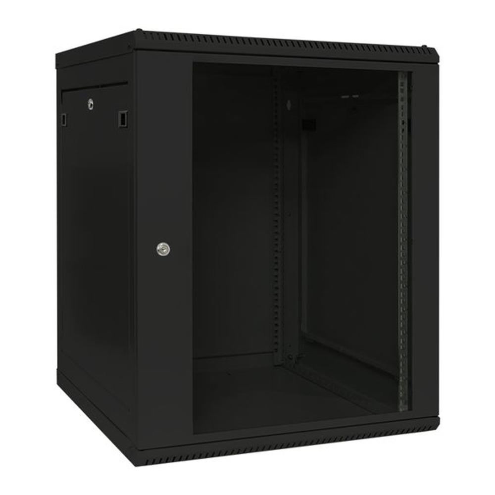 Шкаф настенный 19" TERACOM PRO 15U 600x600 мм дверь стеклянная с замком-ручкой чёрный