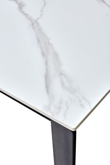 Стол CORNER 120 MATT WHITE MARBLE SOLID CERAMIC/BLACK