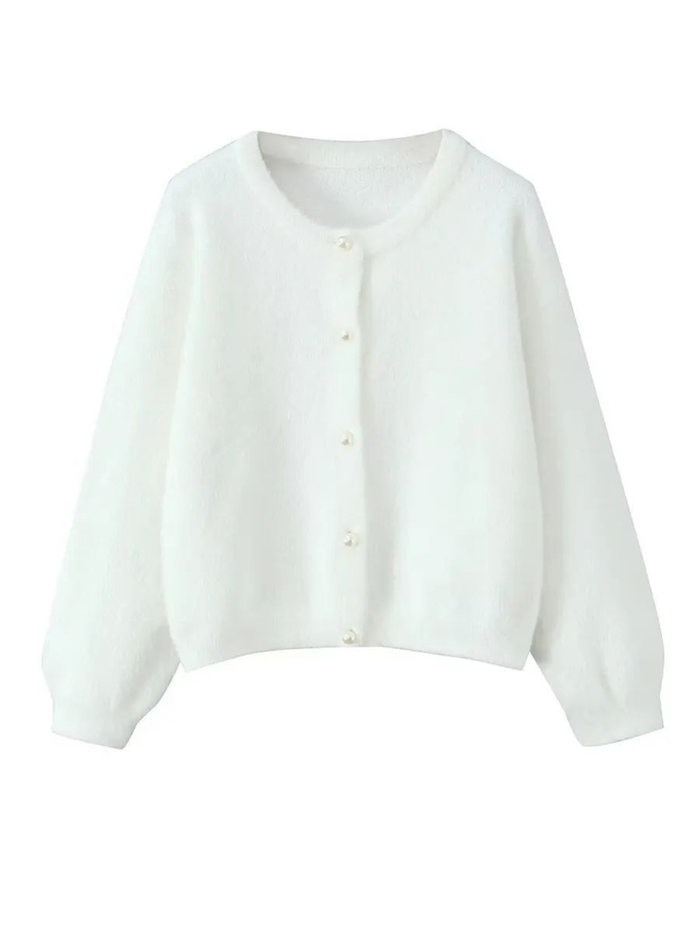 Кардиган пушистый на пуговицах белый
