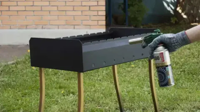 Термостойкая аэрозольная краска для металла "Эмаль KUDO HEAT RESISTANT", антикоррозийная в баллончике, Черная матовая KU-5002