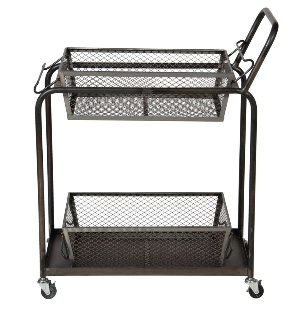 Тележка сервировочная 2 уровня TROLLEY 2 LEVEL BLACK 76X41X90CM COTE TABLE, металл