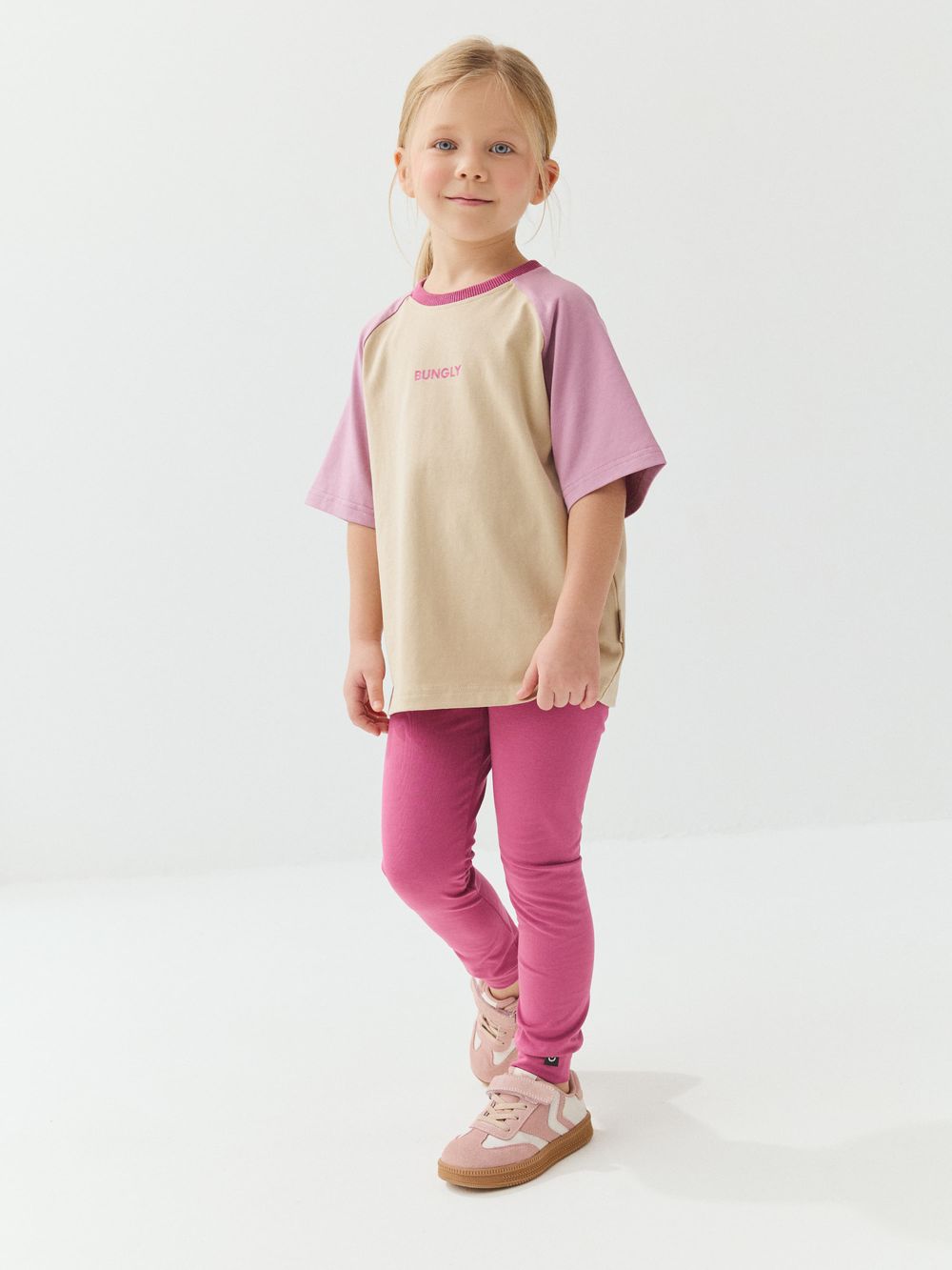 Футболка Колор блок  "Крем-брюле/Орхидея"