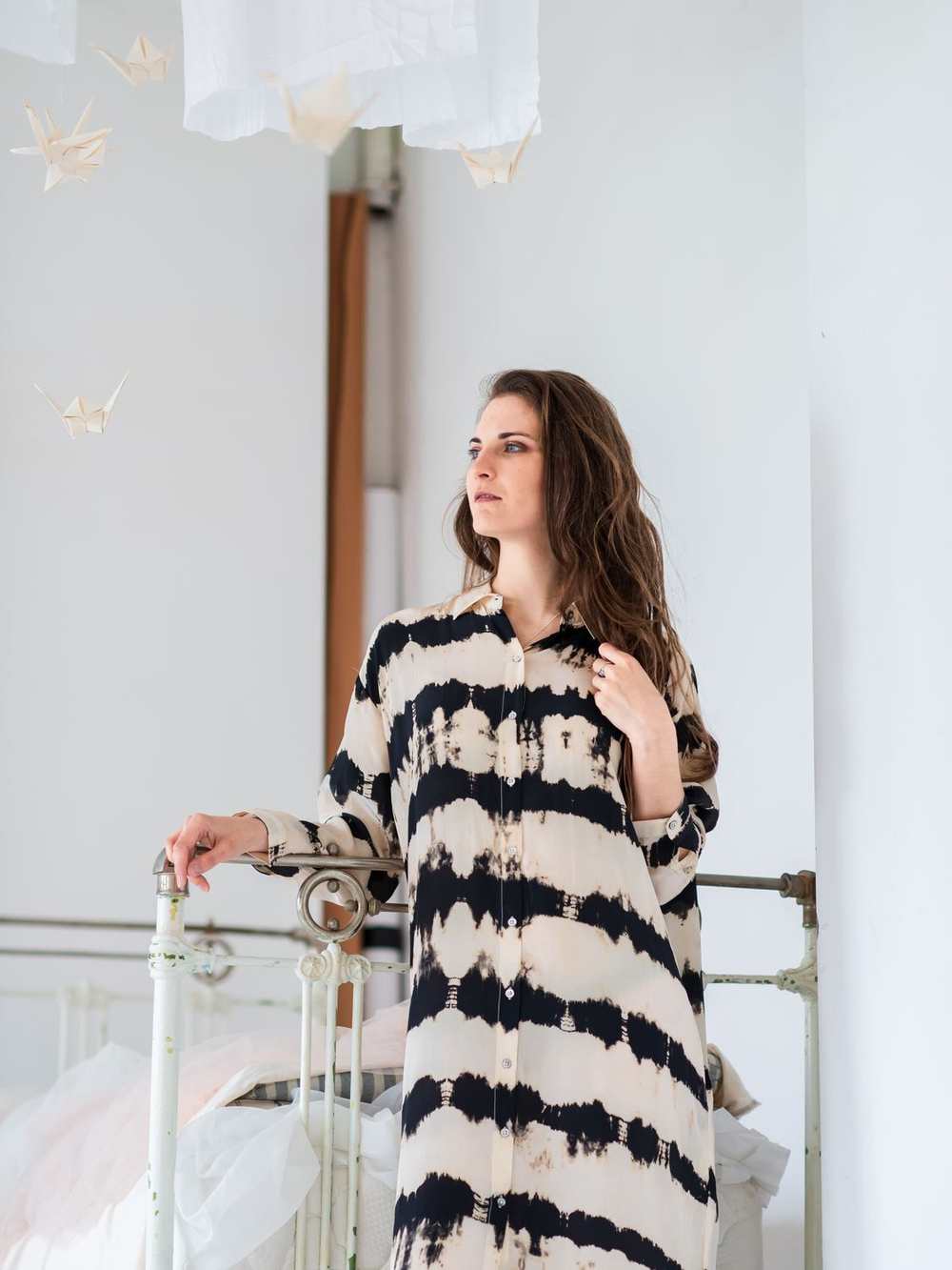 Платье-рубашка ГРАДИЕНТ (черно-белый)