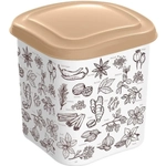 Емкость для сыпучих продуктов 1,1л с декором (бежевый)