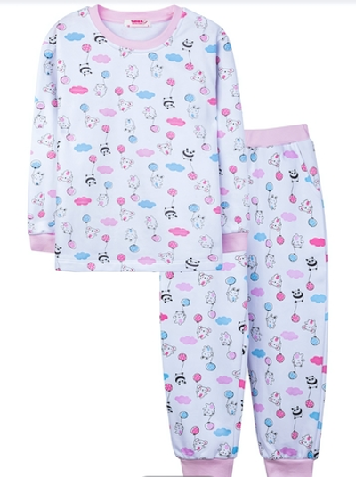 ПИЖАМА для девочки M1181FNR-2/5 р.92 белый кошки (Такро)