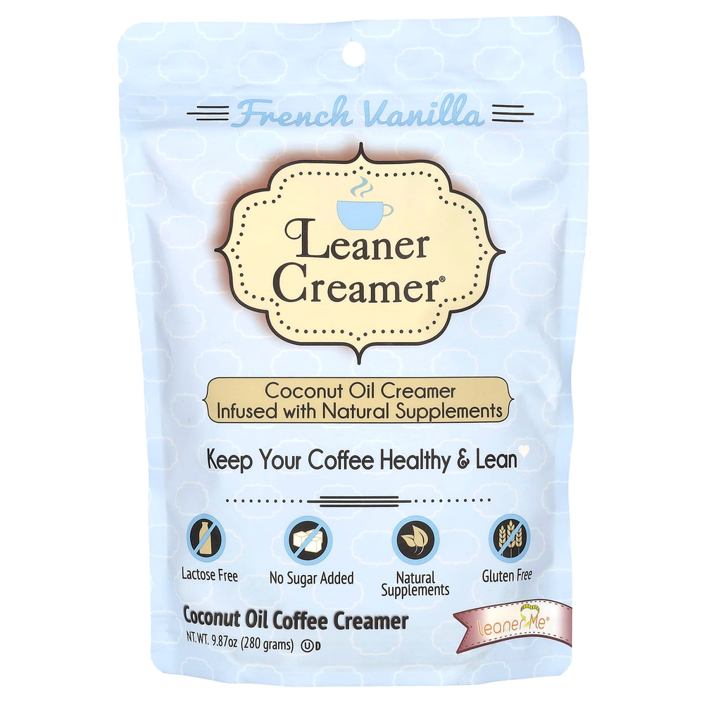 Leaner Creamer, Заменитель сливок для кофе из кокосового масла, французская ваниль, 280 г