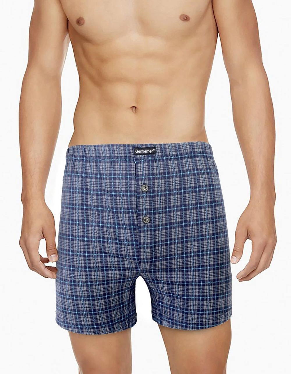 Клетчатые трусы-шорты из хлопка (Размер: M) (Цвет: серый)