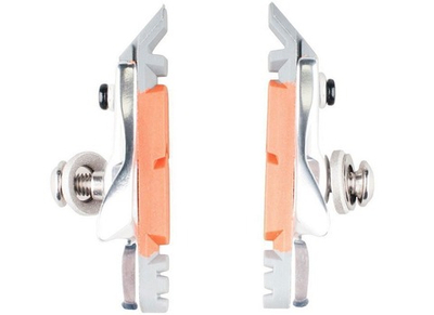 Колодки картриджные серо-рыжие, шоссейные, 54мм. c полым вентилируемым основанием, нерж крепеж