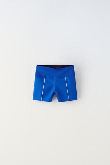 ZARA КОРОТКИЕ ЛЕГИНСЫ С КОНТРАСТНЫМИ КАНТАМИ, ЯРКО-СИНИЙ
