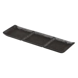 Блюдо прямоугольное 40*13 см h2,8 см с бортами Side Up2 и делениями Black Raw Stellar P.L. [1]