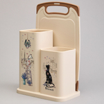 Набор кухонный: подставка для ножей, доска разделочная "Парижские коты"