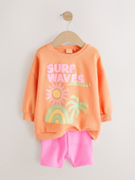 Толстовка и шорты-велосипедки в комплекте для девочки Next AD3-950, Оранжевый, Розовый