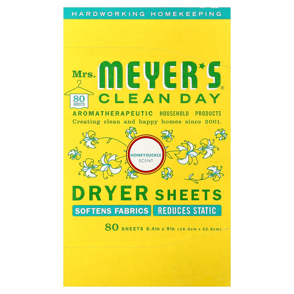 Mrs. Meyers Clean Day, салфетки для сушки волос, жимолость, 80 шт.