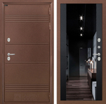 Дверь с терморазрывом Входная Лабиринт Термо Лайт С зеркалом Максимум с тонировкой Черный кварц