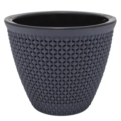 Кашпо для цветов пластиковое 2,25л d-17,5 см «Ротанг» Антрацит