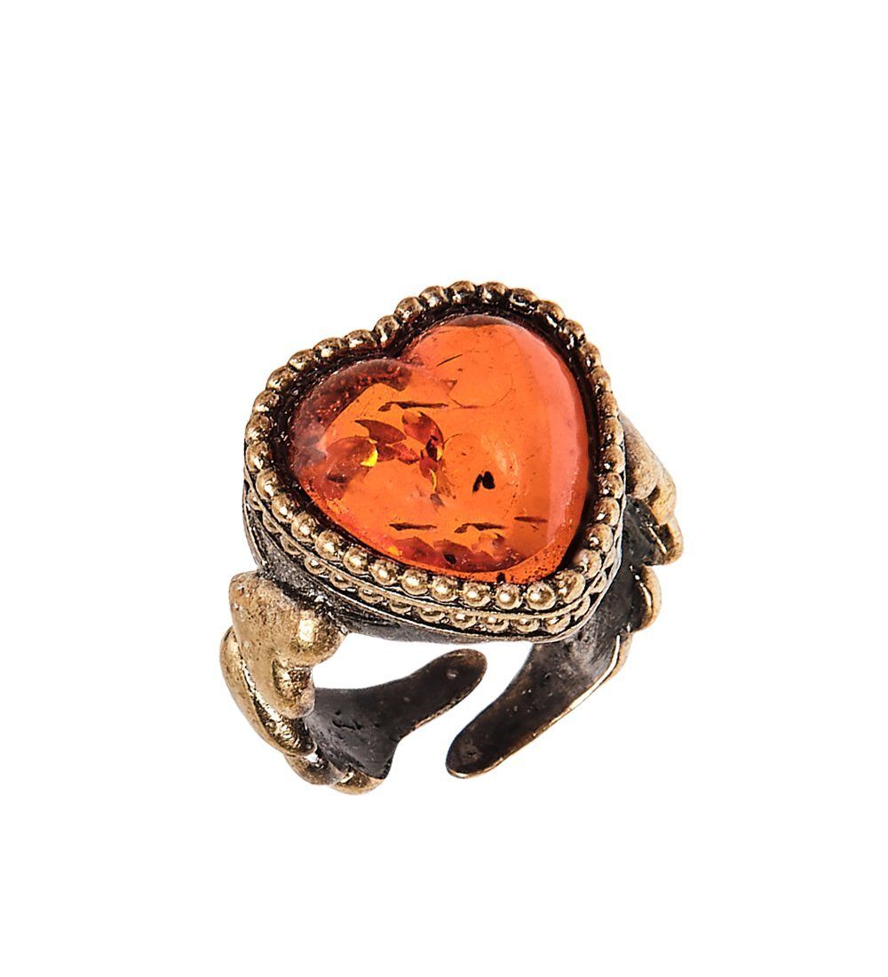 AM-2498 Кольцо «Сердце Джульетты» (латунь, янтарь)