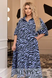 Платье 1543-голубой-черный Minova