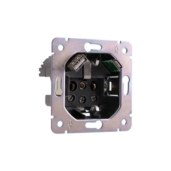 Розетка STRONG 1-ая с/з с/у з/ш 16А с USB A+C быстрой зарядки 5В/3А графит KRANZ