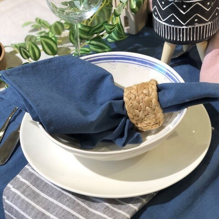 Салфетка льняная синяя 44*44 см