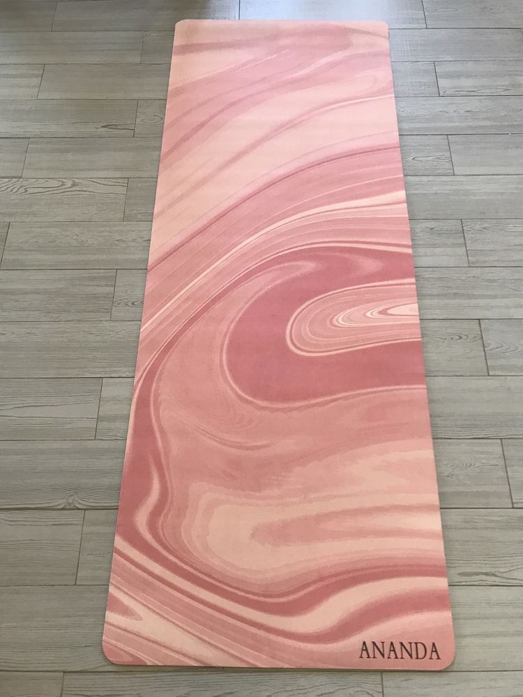 Коврик для йоги Ananda pink water 183*68*0,3 см из микрофибры и каучука