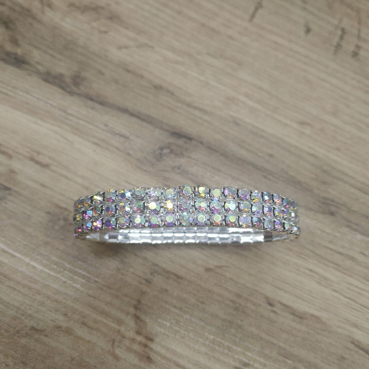 Браслет Лёд 3 ряда цвет хамелеон металл серебристый 10 мм