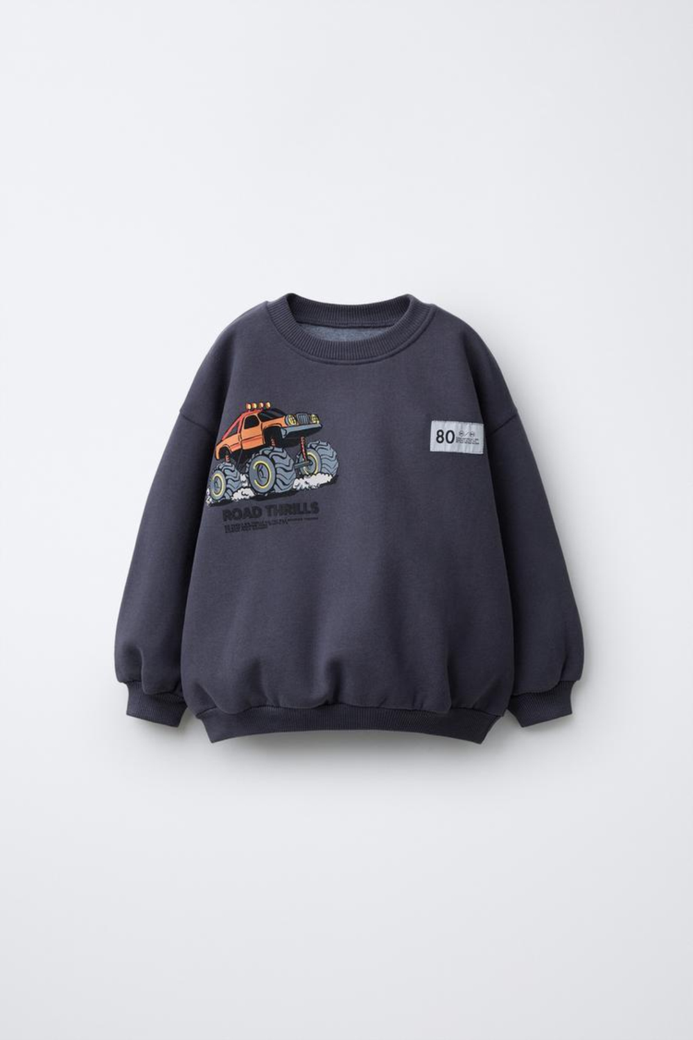 ZARA ТОЛСТОВКА С ПРИНТОМ «ГРУЗОВИК», АНТРАЦИТОВО-СЕРЫЙ