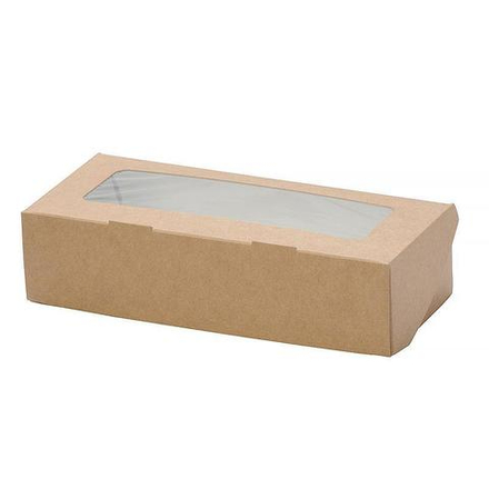 Коробка с окном крафт 17*7*4см, внутри с ламинация