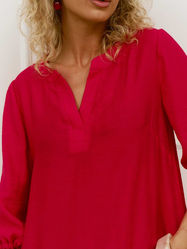 Платье БОХО с карманами, красный