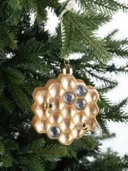 Винтажная стеклянная подвеска Медовый переполох h-11 см., 1 шт., Karlsbach (12866)