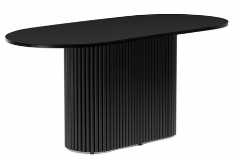 Стол деревянный Woodville Барон О 160 х 90 черная пленка шагрень, черные ноги