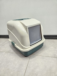 Закрытый туалет для кошек с фильтром "Чистый котик", зелёный. Cat-L01F