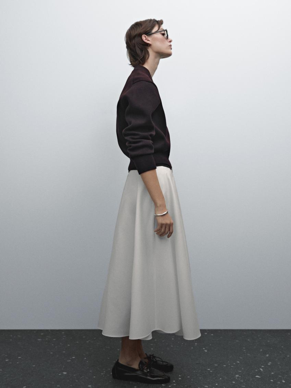 Massimo Dutti Кардиган из смесового хлопка с застежкой-молнией, коричневый