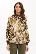 23415 Блузка женская (зеленый принт)