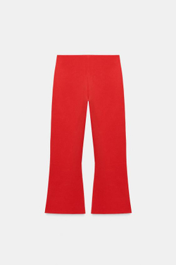 ZARA ТРИКОТАЖНЫЕ БРЮКИ FLARE, КРАСНЫЙ/КОРАЛЛОВЫЙ