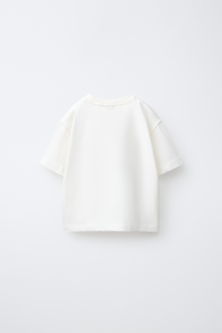 ZARA ФУТБОЛКА С ВЫШИВКОЙ, ЭКРЮ