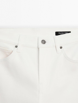 Massimo Dutti Расклешенные джинсы скинни с высокой посадкой, натуральный, кремовый