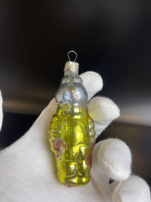 Ёлочная игрушка "Космонавт", новогодняя, стекло, винтаж 9.5 см, СССР 1960-1990 гг