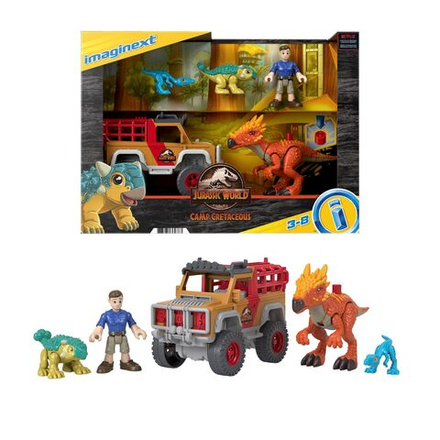Набор для игр Mattel Imaginext Jurasic World - Спасательная машина с динозаврами из мира Юрского периода HCR94