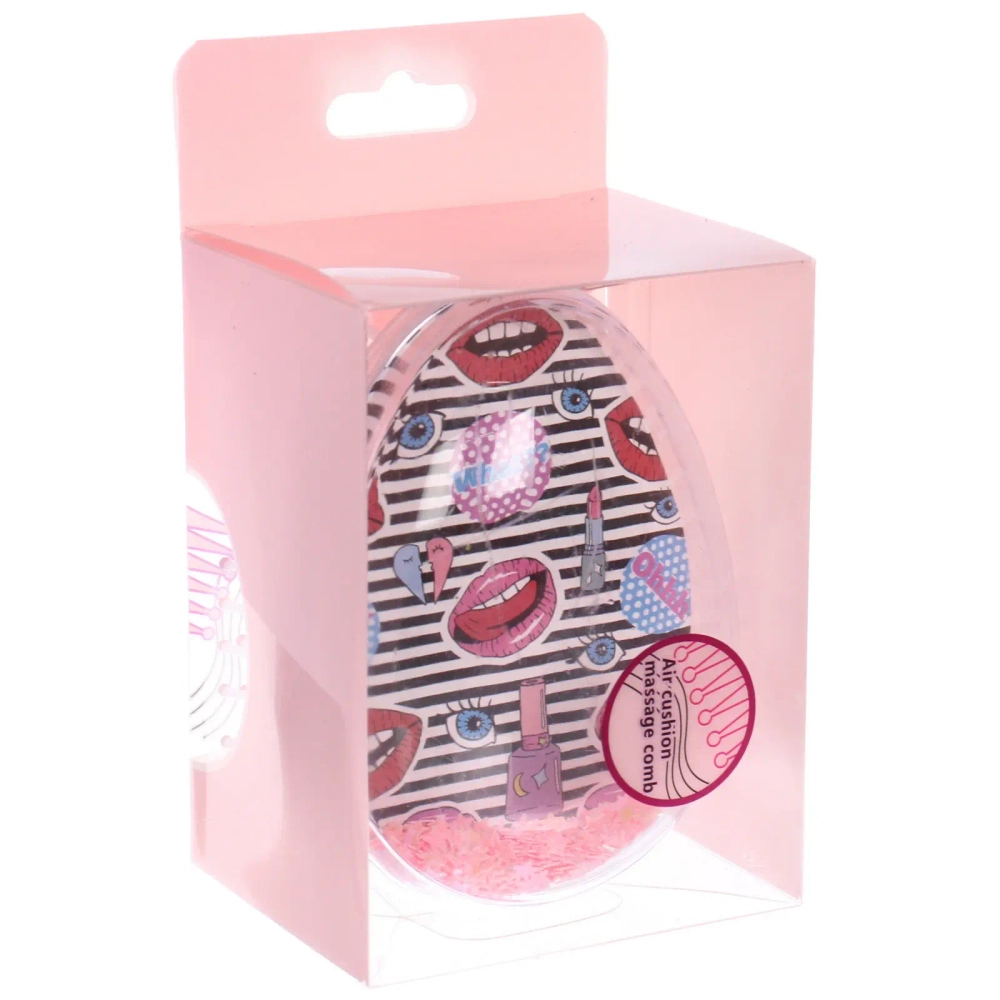 Расческа массажная «АМОР», микс 4 дизайна, 8*6см (PVC коробка)