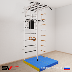 Шведская стенка Sv Sport усиленная 6234 (Турник рукоход/Брусья/Канат/Кольца/Лестница/Мат 1м)