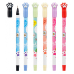 Ручка шариковая, масляная, Basir, цветные чернила, серия "ЛАПКИ", цветной корпус с фигуркой, набор 6 шт