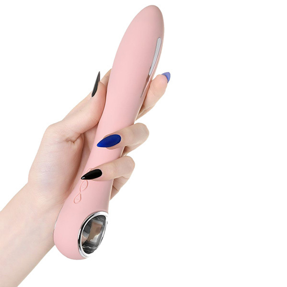 Розовый силиконовый вибратор 21см с электростимуляцией ToyFa Physics Galvani Vibe 796001