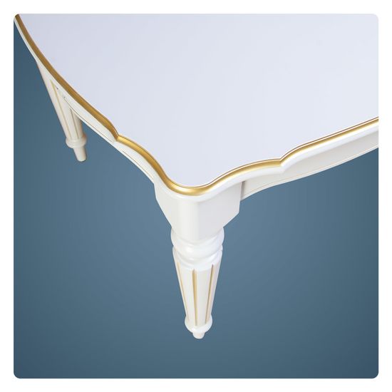 Стол обеденный белый Лекс 9 (бук/тон 1 с золотой патиной)