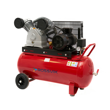 Компрессор ROSSVIK СБ4/С-100.LB50, 690 л/мин, 10 бар, ресивер 100 л, 380 В/4 кВт, красный