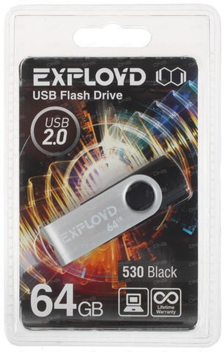 USB Флешка 64GB Exployd 530, USB 2.0, черная