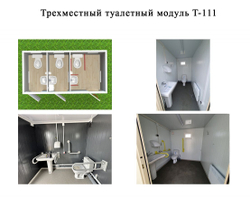Туалетный модуль Парковый с отделкой из ДПК (для подключения к воде и канализации)