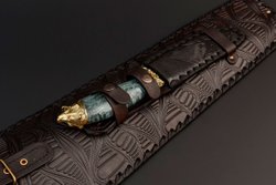 Подарочный набор шампуров "Премиальный", Карельская береза, чехол из натуральной кожи