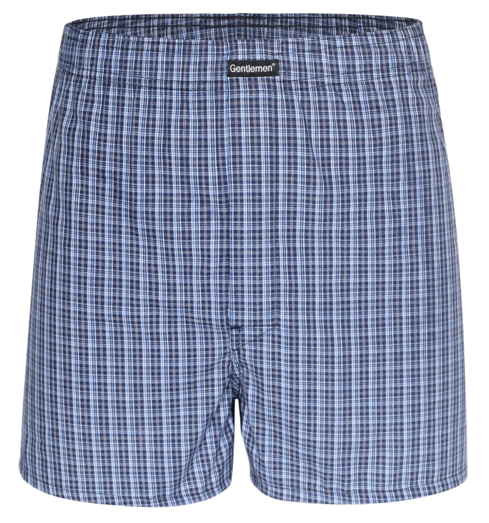 Синие хлопковые трусы-боксеры в клетку (Размер: M) (Цвет: синий)