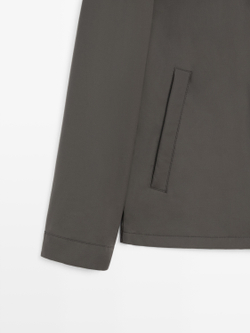 Massimo Dutti Куртка из эластичной ткани с двойной молнией, зеленый