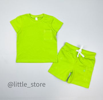 Комплект хлопковый с шортами, Сочный лайм